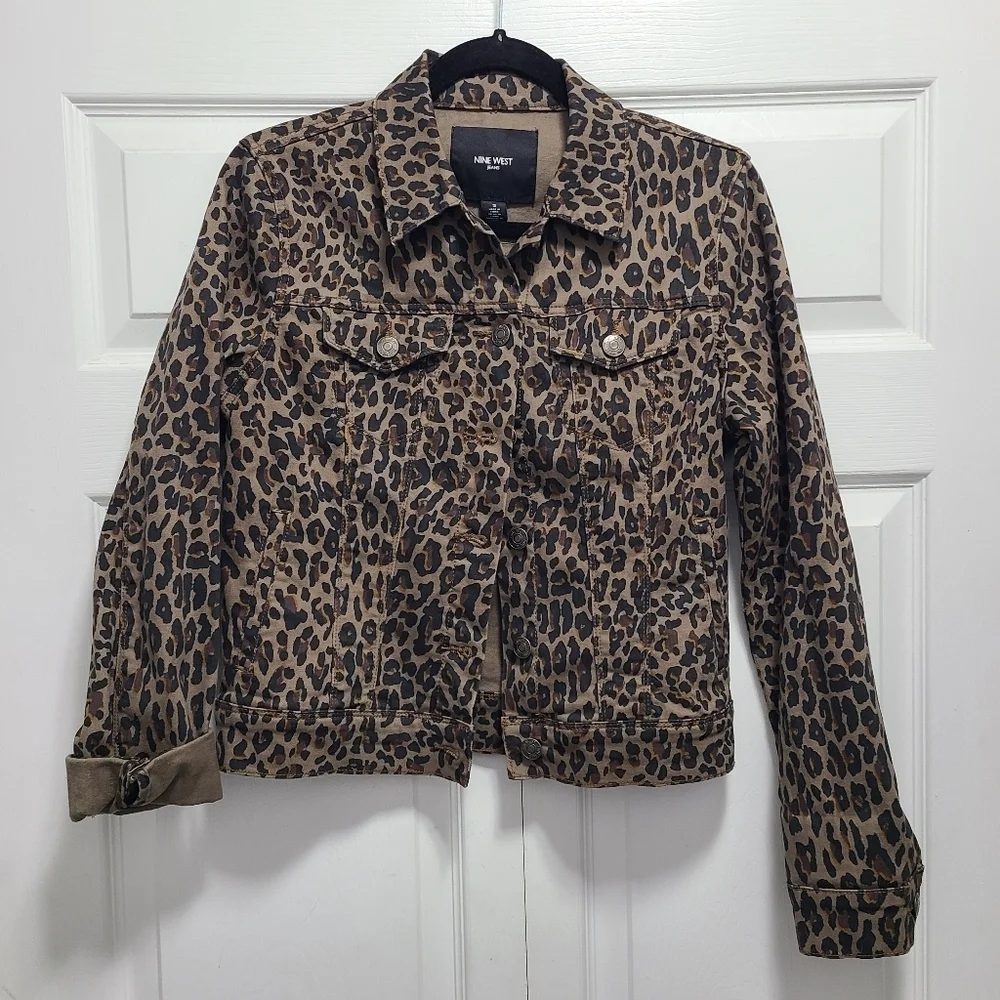 Nine‎ West Sarah Denim Jacket In Tan Bengal Bonanza Small